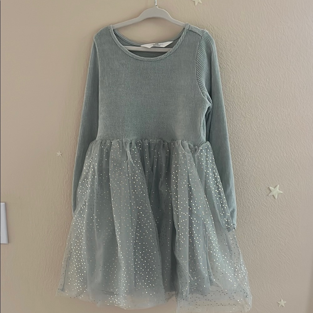 H&M Green Knit and Tulle Dress